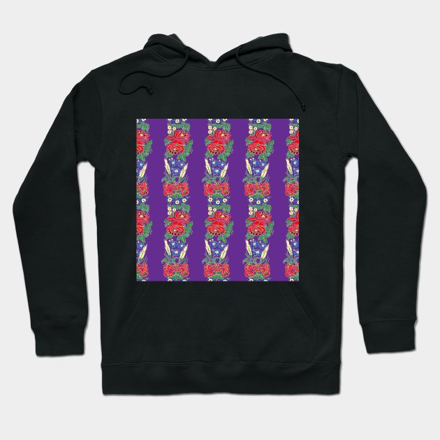 Slavic folklore ribbons purple Hoodie by Folkie store CZ